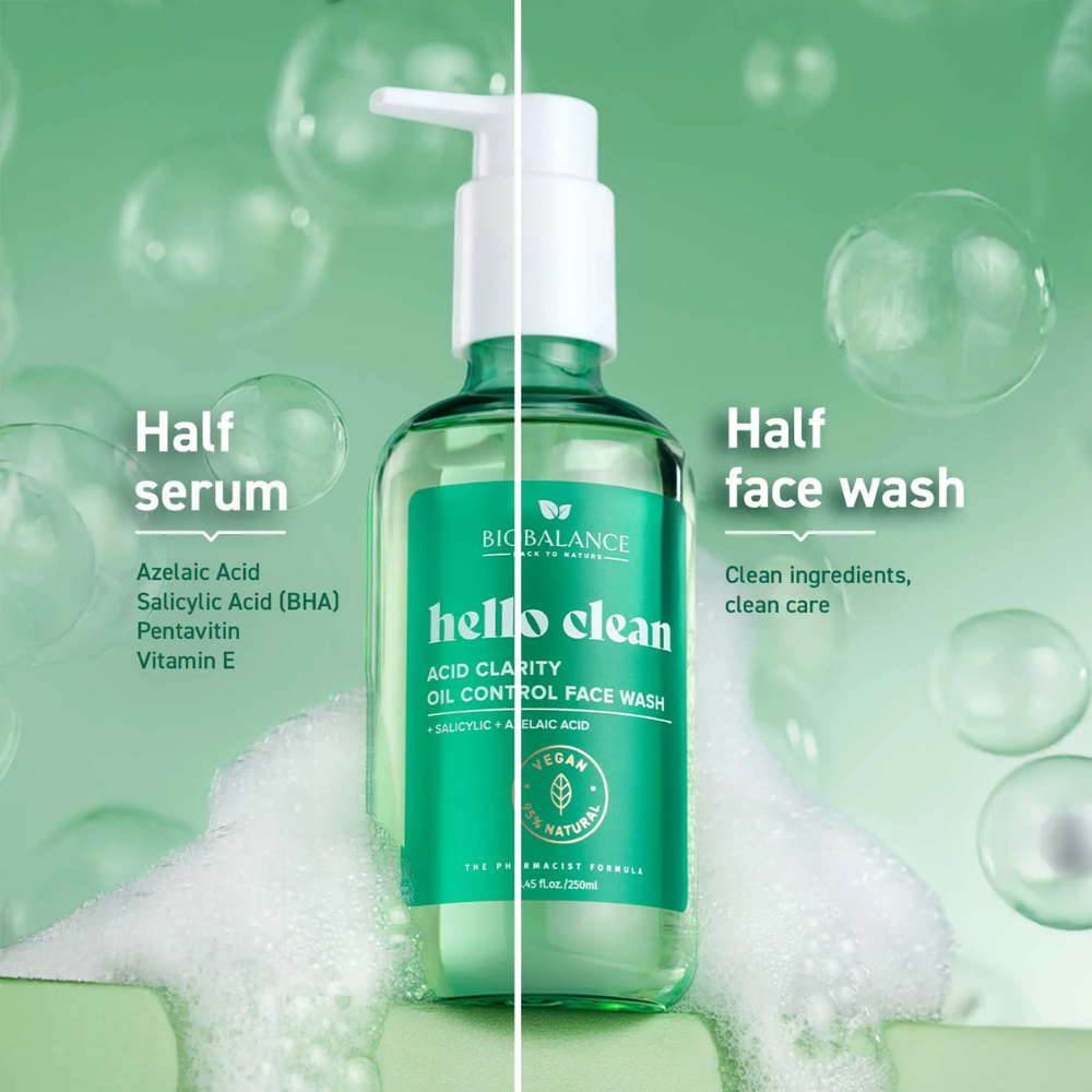 Biobalance Hello Clean Acid Clarity Oil Control Face Wash for Oily Skin 250mL