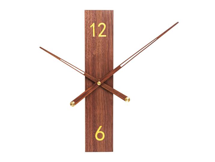QUVIO Rechthoekige wandklok - 40cm - Hout - Donkerbruin