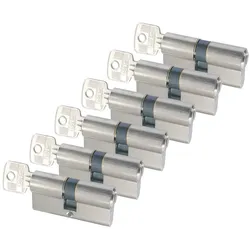 Starx, Türschloss + Schliesszylinder, -Profilzylinder - 6 Teile - Nickel -plattiert 60 mm wie -ähnlich - SKG2 -Qualitätsmarke (87.40 (Profilzylinder)
