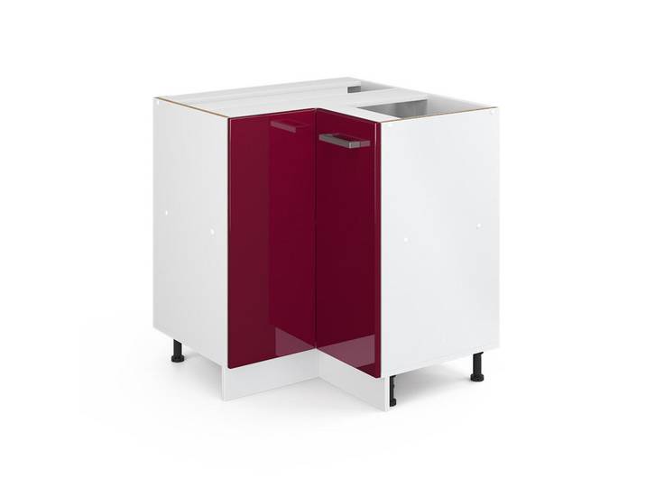 Vicco Eckschrank FÜR Hausrat R-Line Bordeaux Hochglanz 75.6 cm mit Tür, ohne Arbeitsplatte, Holzwerkstoff, 2 Fächer, Formgebogen, 75.6x81.6x46 cm, Waschküche, Mehrzweckschrank