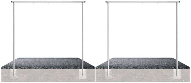Set Schake Wäschetrockengerüst Ø60mm, Querstange 4,00m, 8 Haken einseitig, gebogen + Schake Aufpreis für Mehrhaken für Wäschegerüst (gebogen) (Aufpreis je Haken)