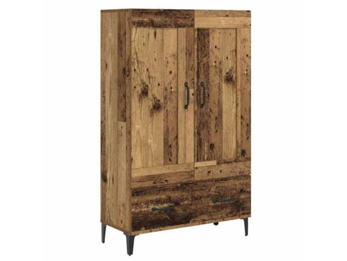 TEKGHUT Highboard Altholz 70 x 31 x 115 cm Holzwerkstoff Umkehrbare Türen, zwei Fächer, eine Schublade, Holzwerkstoff, feuchtigkeitsbeständig, pflegeleicht