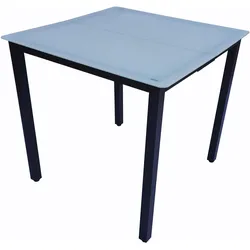 VCM, Gartentisch + Balkontisch, Alu Tisch Glas Esstisch Gartentisch Balkontisch Gartenmöbel Mattglas (80 x 80 x 73 cm)
