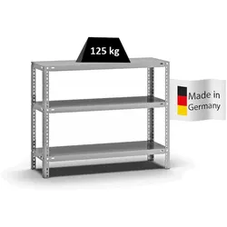 PROREGAL Fachbodenregal Schraubsystem | Grundregal | HxBxT 80x100x30cm | 3 Ebenen | Fachlast 125 kg | Beidseitig nutzbar | Verzinkt