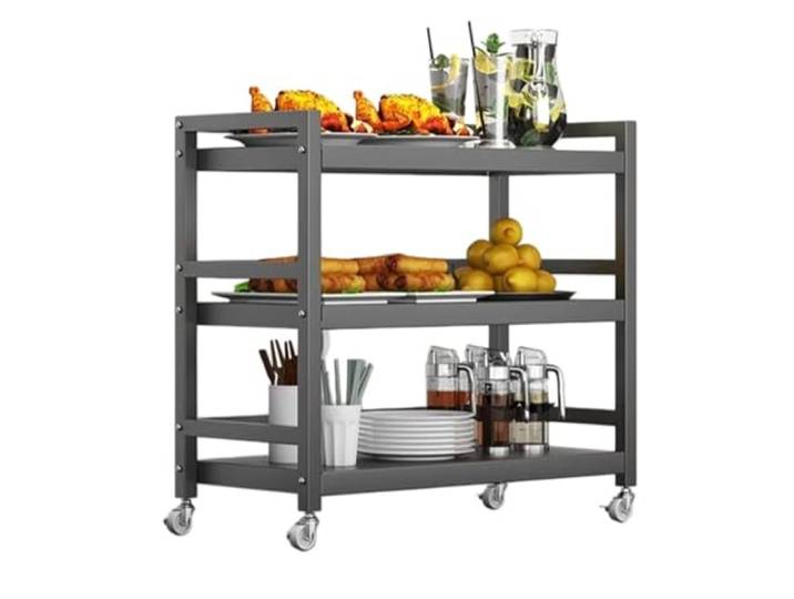 Rv2sGf3kH Küchenwagen Mobiler Lebensmittelzubereitungswagen, rollendes Servierregal for die Organisation von Beilagen im Restaurant(Klein)