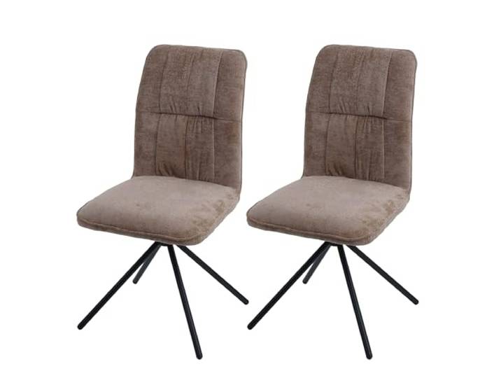 Mendler 2er-Set Esszimmerstuhl HWC-N99 Stoff/Textil - Hellbraun