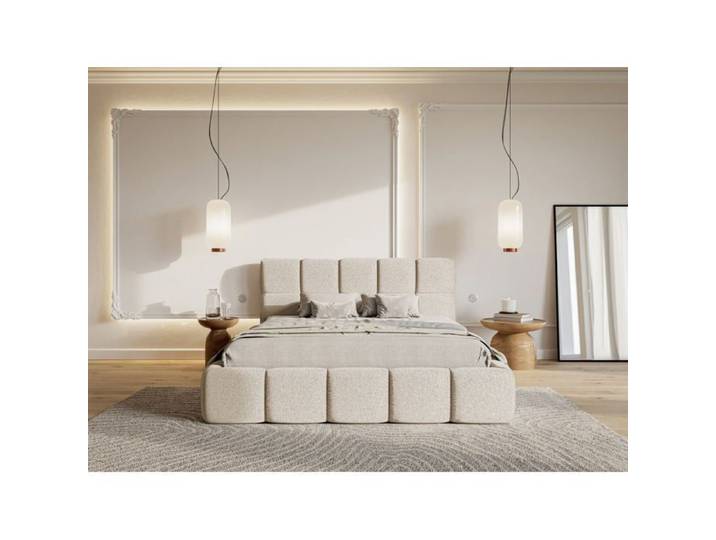 Lit rembourré 120x200 – Cloudy – Chenille Beige clair