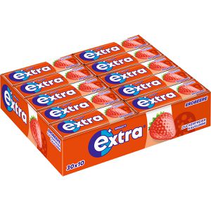 Extra Kaugummis Erdbeere, zuckerfrei, im Thekendisplay, 30x 10 Dragees