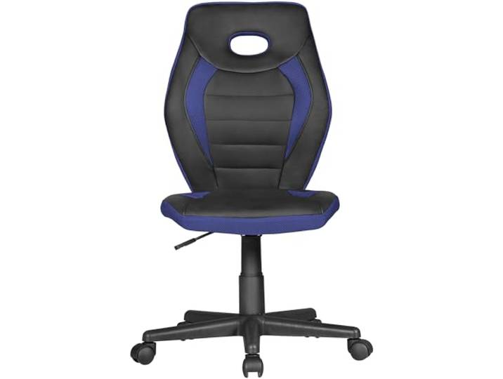 AMSTYLE Kinderschreibtischstuhl Luan Schwarz Blau, ab 6 Jahren Kinderdrehstuhl ergonomisch mit hoher Rückenlehne, Jugendstuhl höhenverstellbar, Bürostuhl für Kinder und Schule