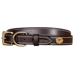 Dy'on Hundehalsband aus flachem Leder (Hund), Halsband + Leine