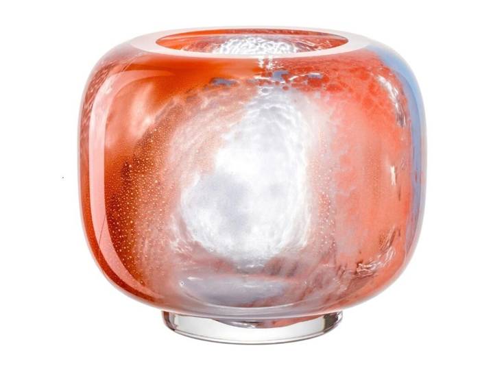 Vase Leonardo Blau/Orange Kalk-Natron-Glas D 23.5 cm H 21.3 cm