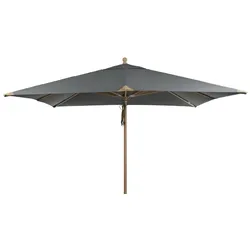 Sonnenschirm Como aus Buchenholz und Polyester, modern skandinavisch, grau, 3x3 m, ohne Schirmständer