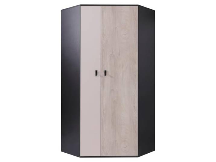 Lomadox Jugendzimmer Eckkleiderschrank in schwarz Eiche beige