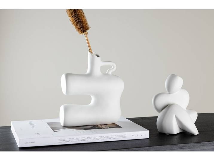 Vase Calvera 19 cm – Skulpturales Designobjekt in Weiß oder Schwarz - Weiß - Luxusbetten24