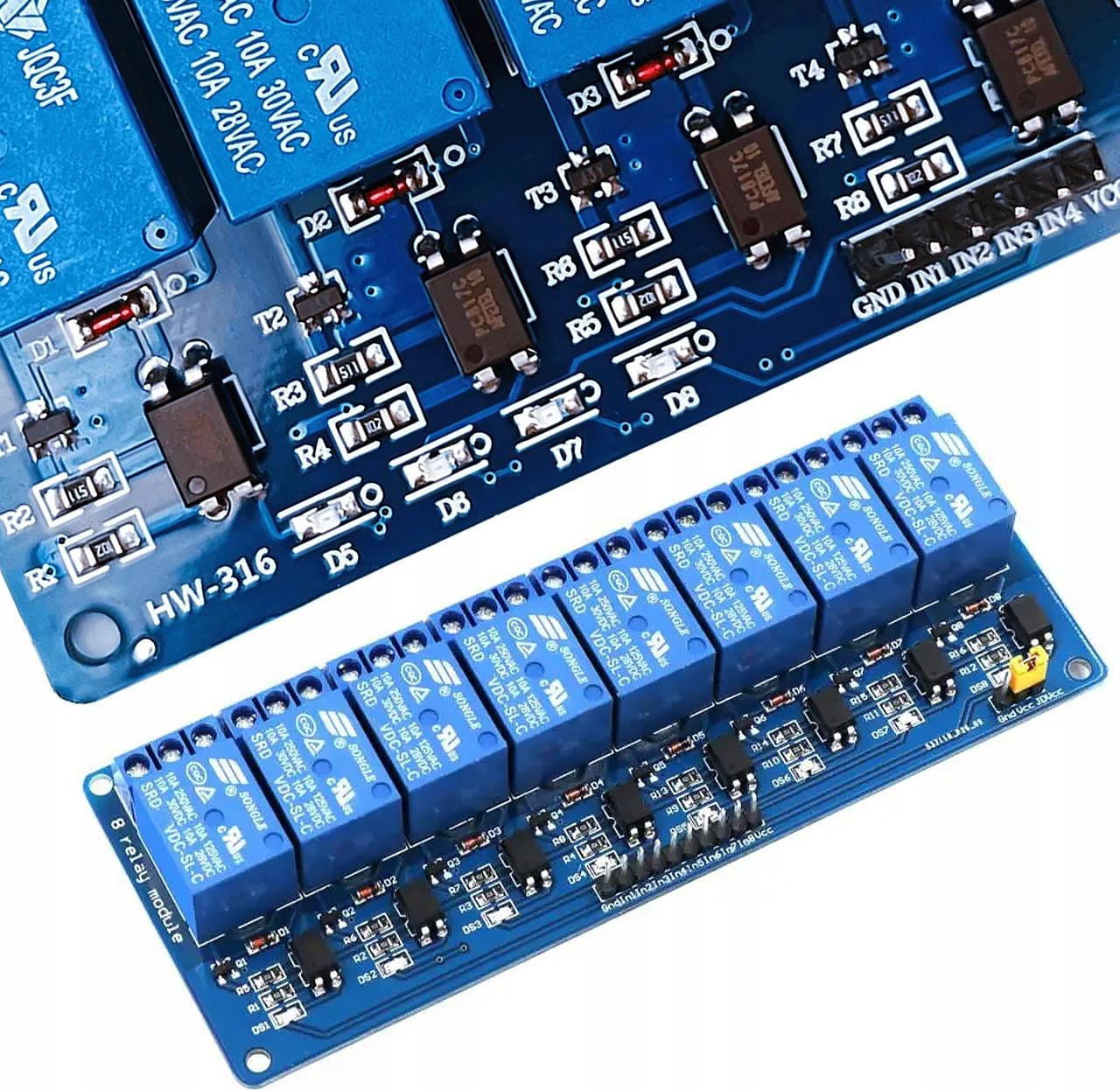 ROSFIX 8-kanaals relaismodule met optische isolatie, 12V SPDT 10A voor automatisering en robotica