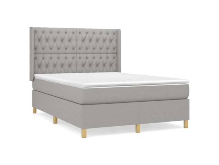 PUGYNBK Boxspringbett, 140 x 190 cm, mit Federkernmatratze Verstellbares Kopfteil, atmungsaktiver Stoff, mittlere Härte, weicher Schutz, ideal zum Lesen
