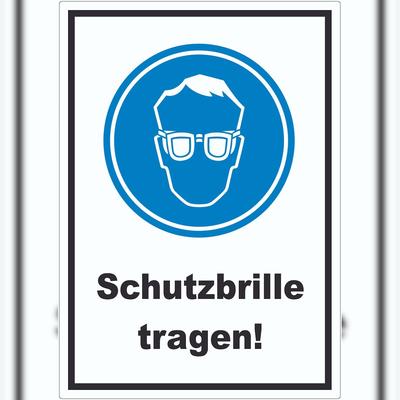 HB-Druck Schutzbrille tragen Aufkleber A8 (52x74mm)