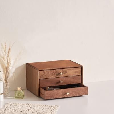 WILK Solid Wood Jewelry Box Organizer, 3-Layer Jewelry Storage