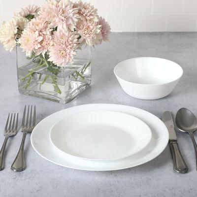 Martha Stewart Opalton 18-Piece Chip and Break Resistant Opal Glass Dinnerware Set