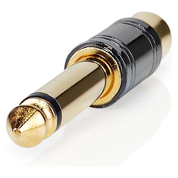 Nedis Mono-Audio-Adapter | 6.35 mm Stecker | Cinch Buchse | Vergoldet | Gerade | Metall | Metall | 1 (Winkeladapter) (CABW23935BKG)