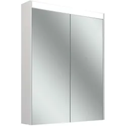 Schneider OBJECT Line Superior LED-Spiegelschrank, 2 Türen 30/30cm, 595x123x743mm, Beleuchtung oben dimmbar, 1 Steckdose, 205.063.01.02, Ausführung: CH-Norm/Korpus weiß/4000K