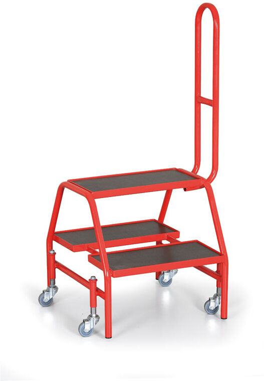 B2B Partner Mobile Treppe mit Stützhandgriff, 4 gefederte Rollen