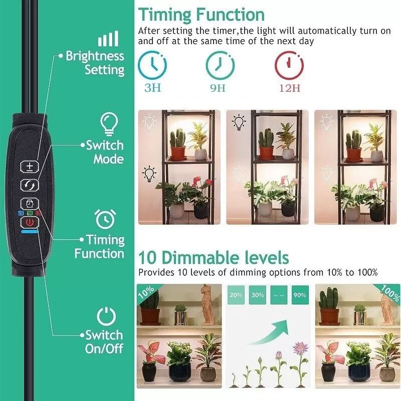 INF Panneau lumineux LED pour la croissance des plantes avec adaptateur de prise UE