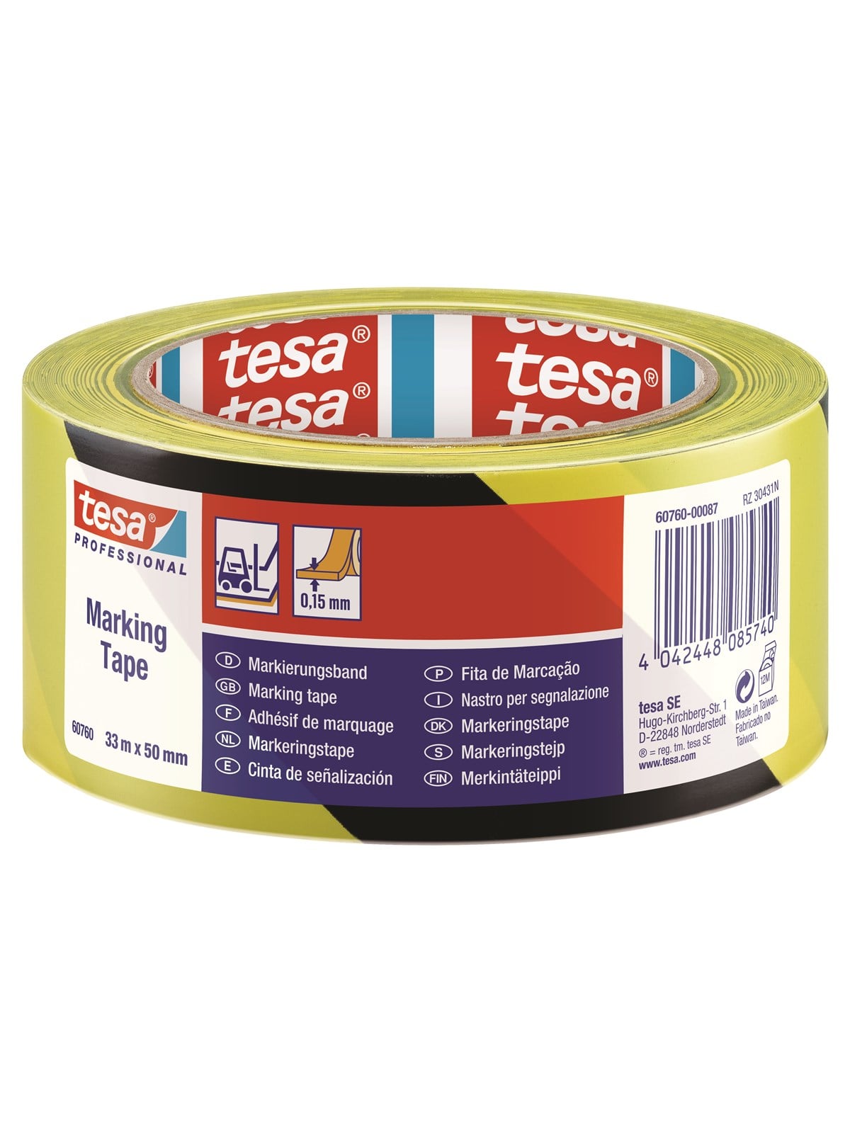 tesa Floor Marking Tape 33m x 50m Yellow-Black