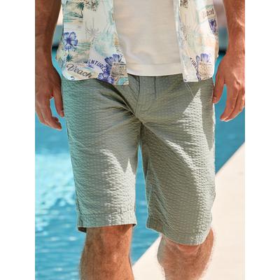 Chinoshorts LERROS "Chino-Shorts aus Baumwolle in leichter Seersucker-Qualität", Herren, Gr. 32, grün (schwarz bay grün), 100% Baumwolle, Hosen Chinoshorts