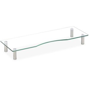 Relaxdays Monitorständer 10027844-536, Glas/Metall, Breite: 70 cm, für 2 Monitore