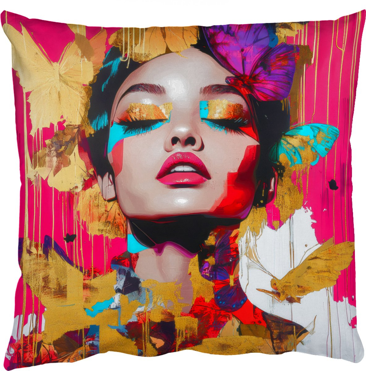 PillowMonkey Sierkussen Abstract Vrouw Kleurrijk 60 x 60 cm