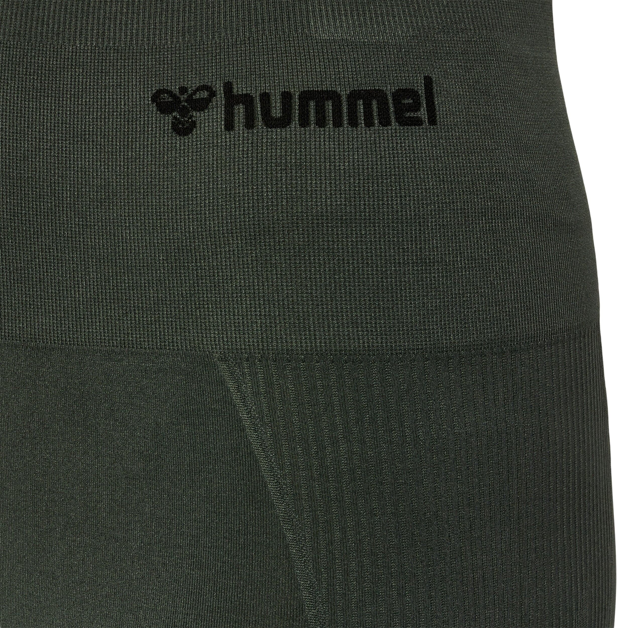 Trainingstights HUMMEL "HMLTIF SEAMLESS HIGH WAIST TIGHTS", Damen, Gr. M, N-Gr, grün (climbing ivy), Obermaterial: 85% Polyamid, 15% Elasthan, eng, Hosen Trainingstights, nahtloses Design, aus Polyamid und Elasthan, enge Passform climbing ivy M, N-Gr