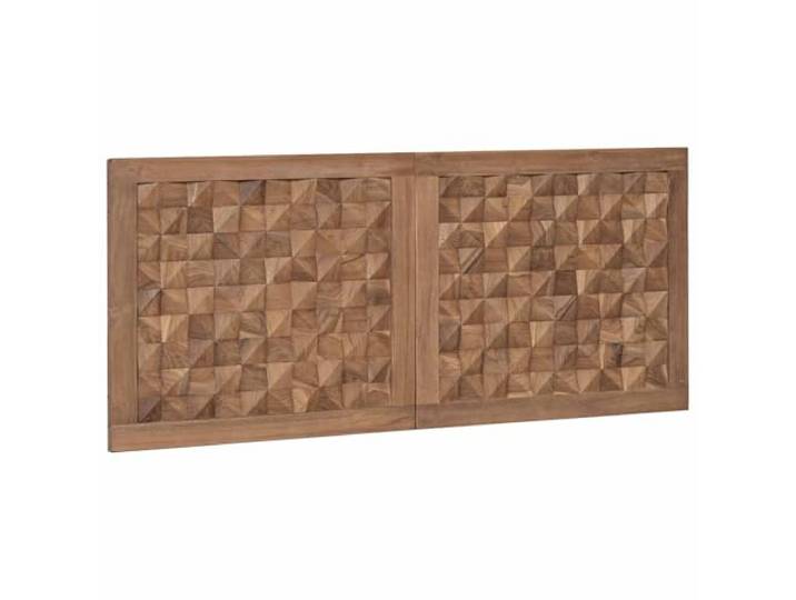 KTHLBRH Kopfteil aus massivem Teakholz, rechteckiges Design Strapazierfähiges Teakholz mit 3D-Effekt, rustikaler Stil, Halterungen im Lieferumfang enthalten, einfache Installation
