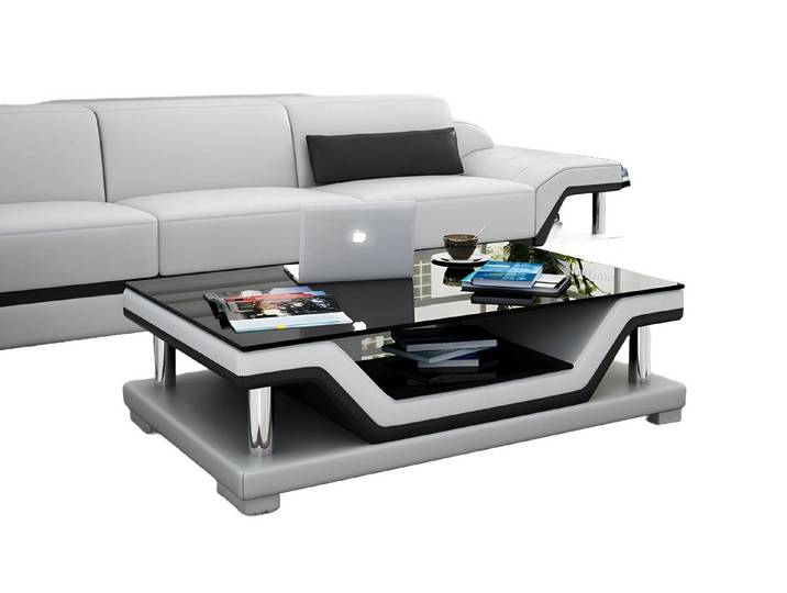 Xlmoebel Couchtisch Glas Couchtisch mit Lederdesign und wählbarer Farboption (Couchtisch), Hergestellt in Europa
