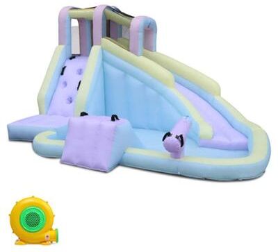 "157"" L X 118"" W Inflatable Bounce House With 550W Air-Blower, Long Water Slide, Surf Slide - N/A"