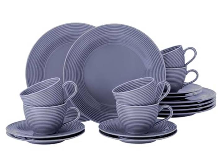 SELTMANN WEIDEN Kaffeeservice 18-teilig BTR - Beat - Form: Rund mit Rillenrelief - moderner Stil - Fliederblau - Color Glaze