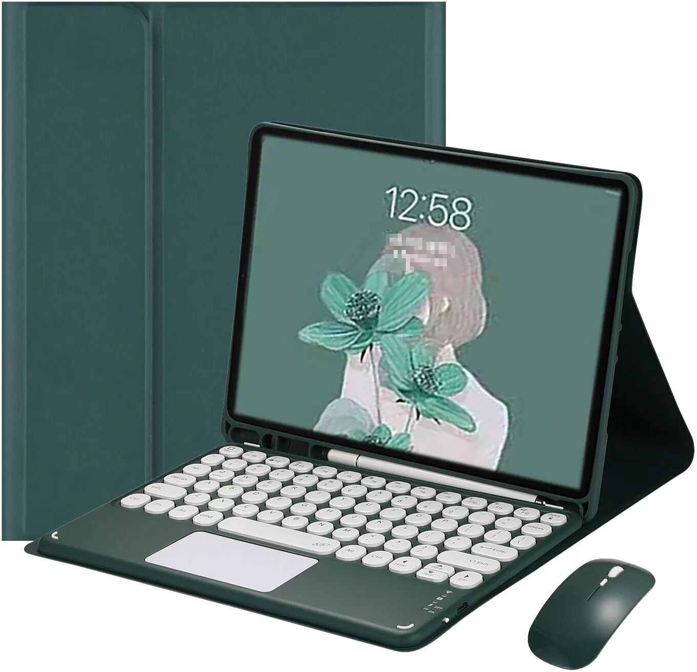 INF Étui Clavier Bluetooth Vert + Clavier Tactile Amélioré Compatible avec Samsung S8 Plus X800/X806 12.4 pouces