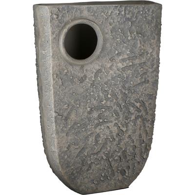 Tischvase GILDE "Vase Purton grau H. 38,5 cm", grau, B:26cm H:38,5cm T:8cm, Aluminium, Vasen, Dekovase, Purton, Filzboden, Tischdekoration, stilvoll, hochwertig