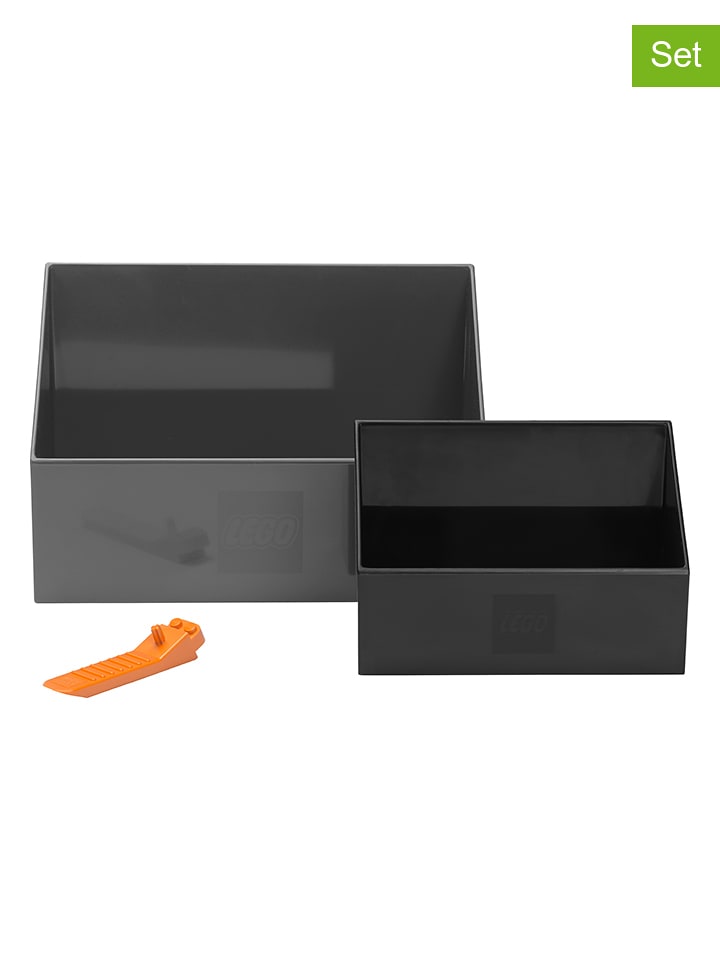 LEGO 2tlg. Set: Bausteine-Aufbewahrungsboxen in Anthrazit/ Schwarz - onesize