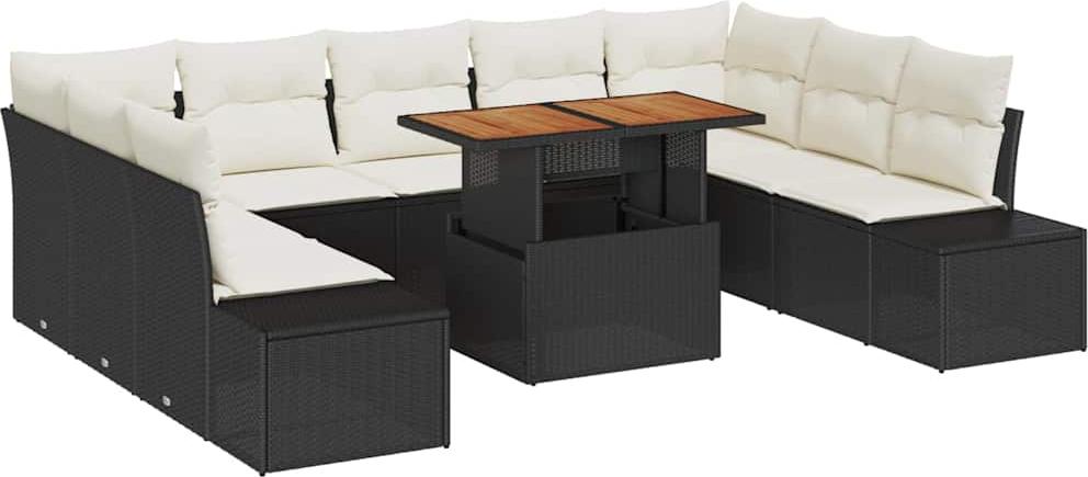vidaXL Gartensofa-set 10 stk. Schwarz
