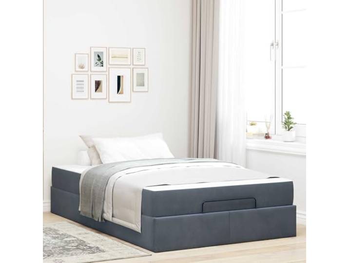 Samt Bettgestell mit Matratze modernes Design 120x190 cm Blassgrau Bettgestell mit Matratze 2er Set Dunkelgrau Samt Bett mit Stauraum und Lattenrost 120x190 cm