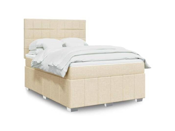 RJPLMFV Lattenrost mit Taschenfederkernmatratzen, cremefarben, 140 x 190 cm Weiches Polyestergewebe, verstellbares Kopfteil, abnehmbarer Topper, optimaler Komfort