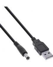 InLine USB DC Stromadapterkabel A Stecker zu 5.5x2.10mm Hohlstecker schwarz zur 5V Spannungsversorgung von Elektronikgeräten mit passender Buchse 5,5x2,10mm. A auf 5,5x2,10mm Pluspol innen Minuspol außen AWG24 Max 15W 5VDC/3A (26806G)