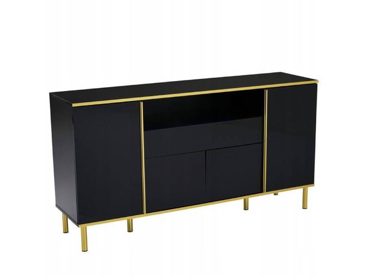 Buffet noir brillant avec 1 tiroir commode de chambre – B150/T40/H80cm