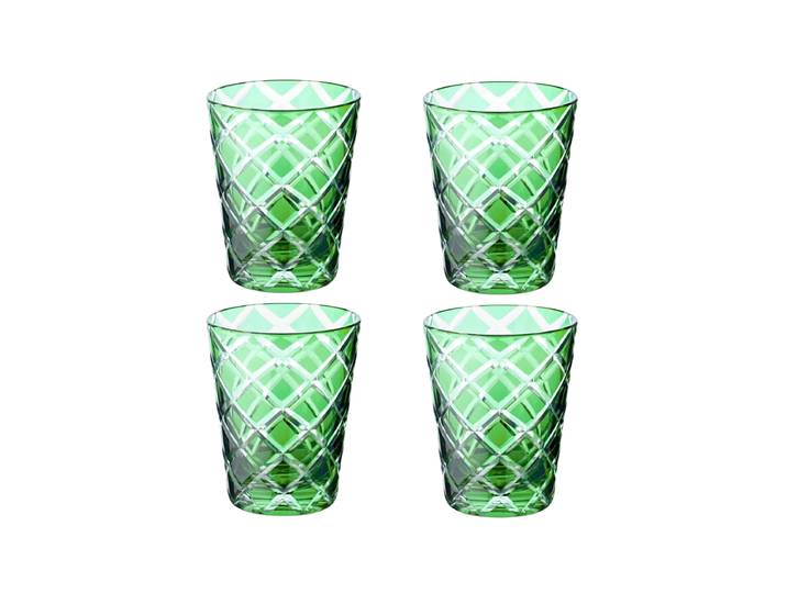 Premium Kristallgläser „Dio“ im 4er-Set aus handgeschliffenem Glas Grün EDZARD