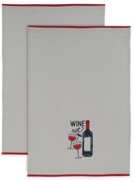 Fun Designer Print Kitchen Towel, Set 2 by Mu Kitchen in Burgundy Gray