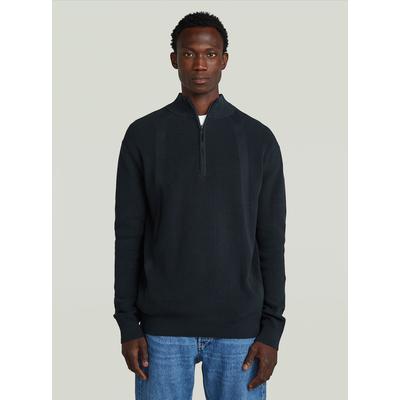 Longpullover G-STAR "Structured Half Zip Knit", Herren, Gr. XXL, schwarz (salute), Strick, Obermaterial: 100% Baumwolle, Pullover Longpullover