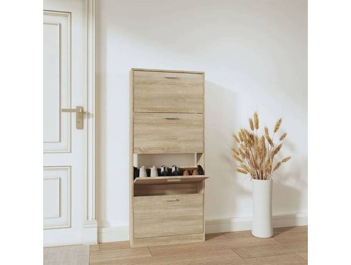SALE 2026  Meuble à chaussures Brun - Armoire à chaussures Chêne 59x17x150cm - bois d'ingénierie PRO799756251