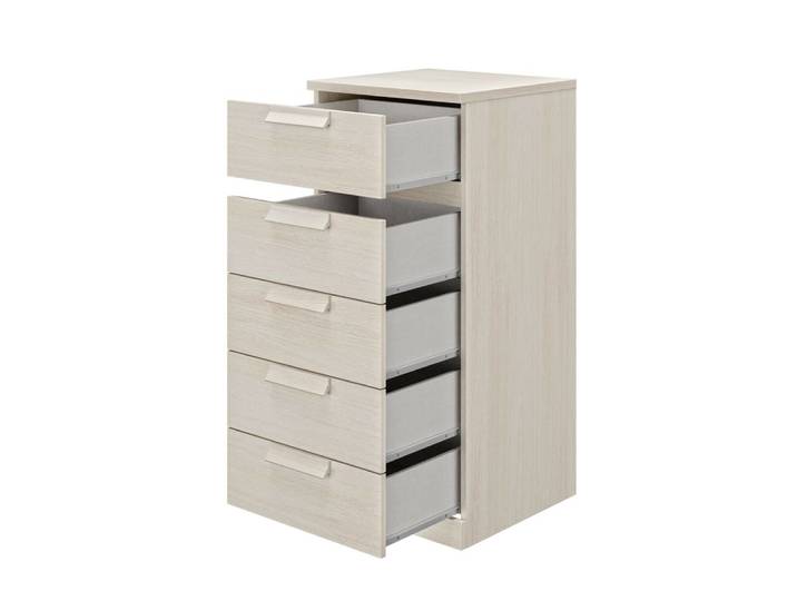 Chiffonnier 5 tiroirs H105cm effet bois clair