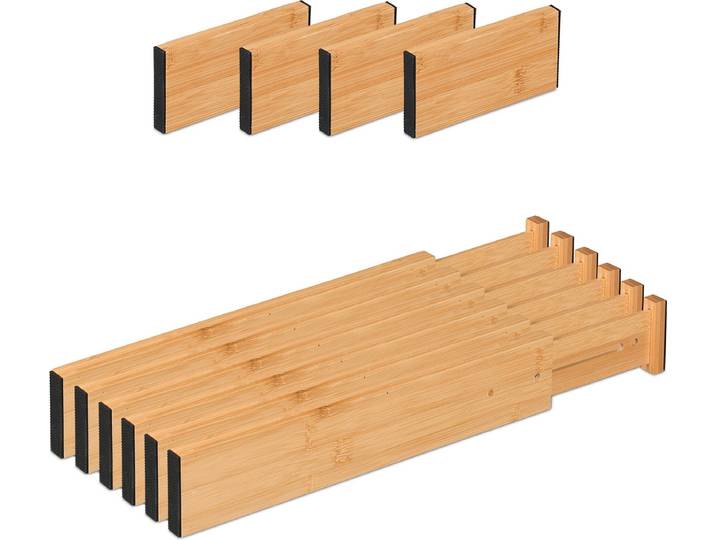 ladeverdeler - 10-delige set - verstelbaar - 34 tot 44 cm - bamboe - lade organizer